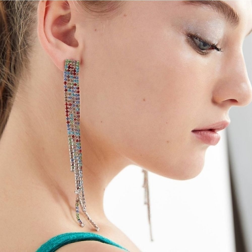 Urban outfitters rhinestone waterfall drop earring